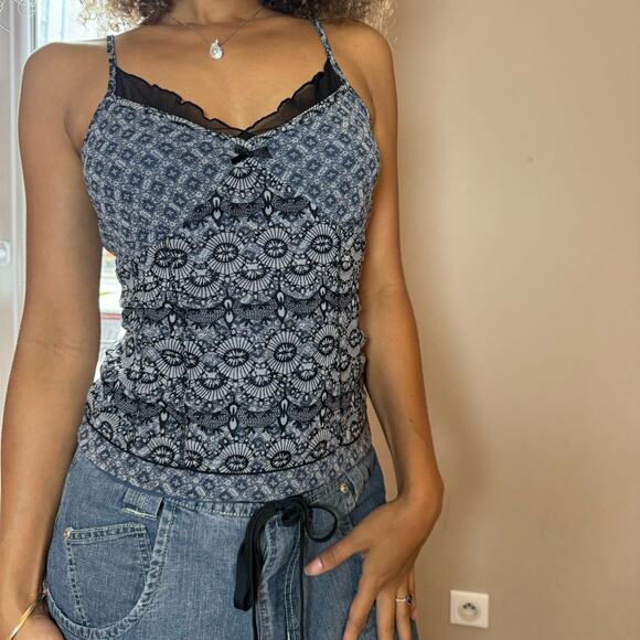 Y2K rom com blue cami tank (XS) coquette ballet core - Picture 7 of 8